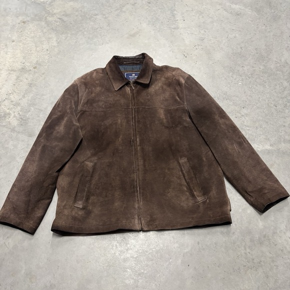 Newport Harbor Men's Suede Shacket Jacket Coat Brown Full Zip Size XXL Vintage - Picture 1 of 14